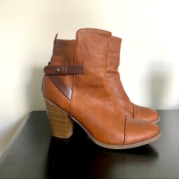 Breckelles Shoes - Breckelles Cognac Heeled Booties